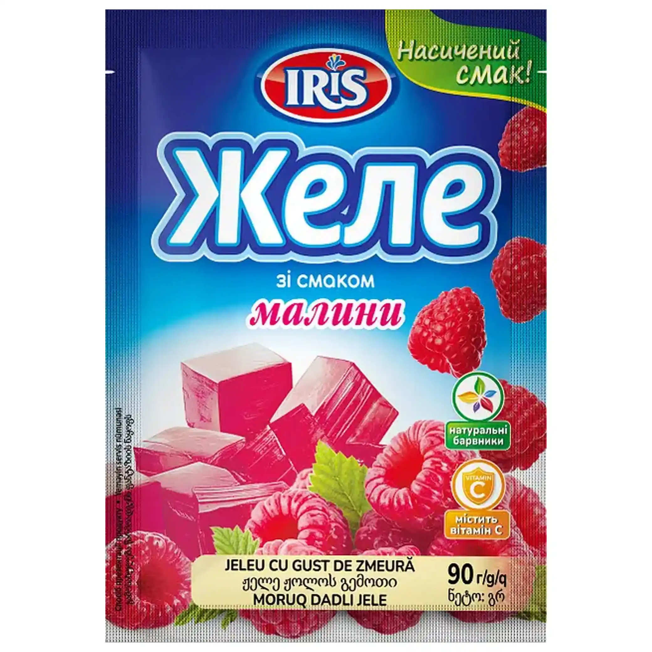 IRIS Želé s malinovou příchutí, 90 g/20ks
