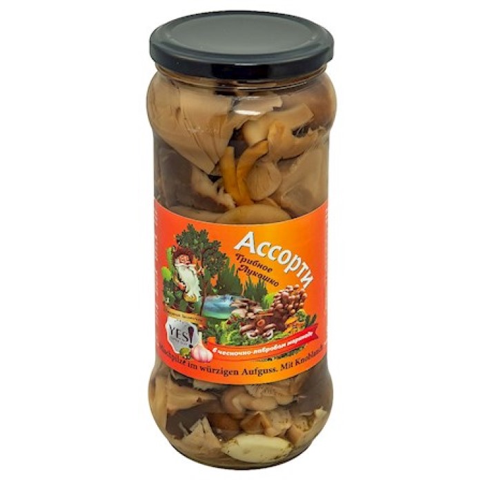 ТМ Yes "Houbové assorti v česnekové marinadě", 530g/12ks