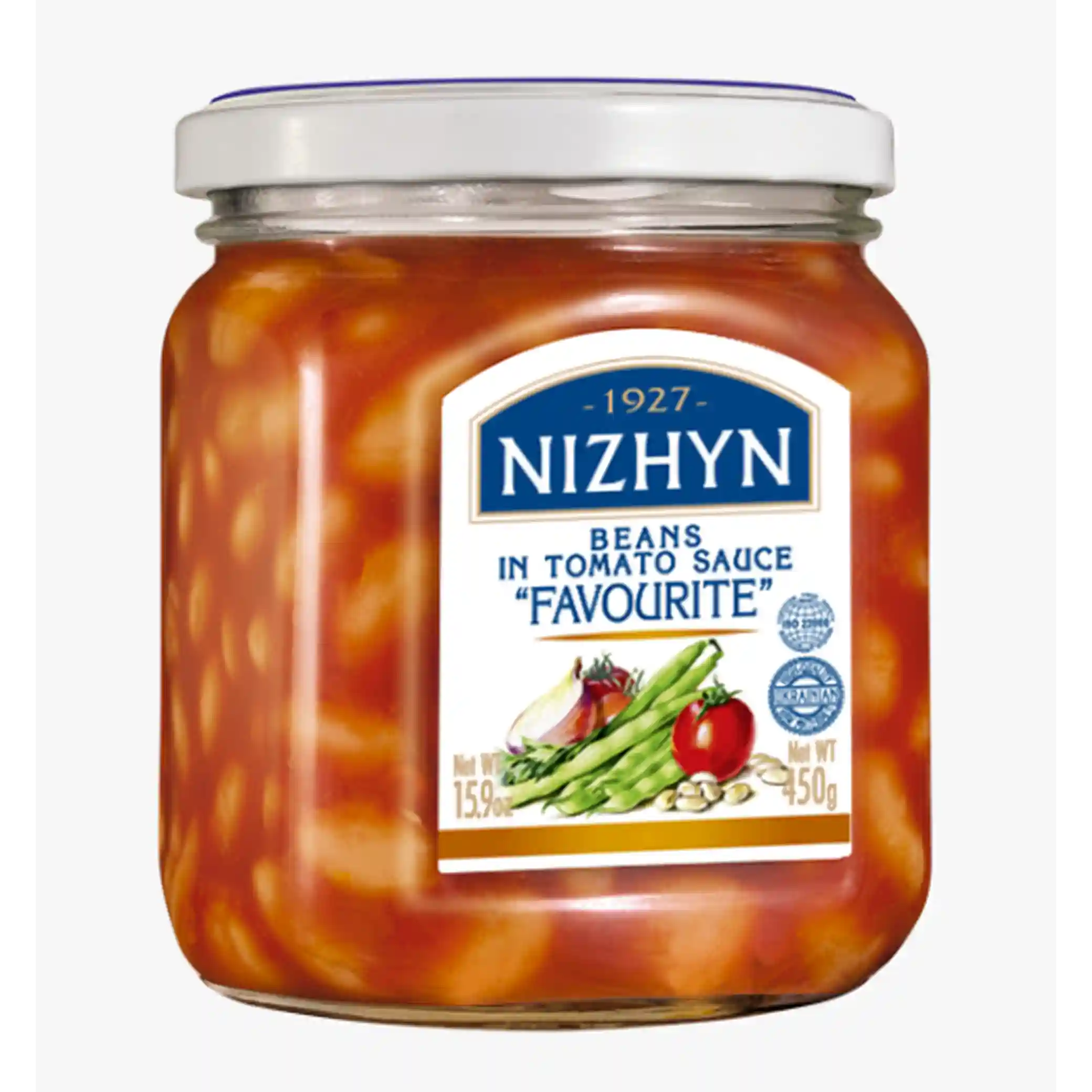 TM Nezhyn Fazole „Lyubitelská“ v rajčatové omáčce, 450 g/12 ks