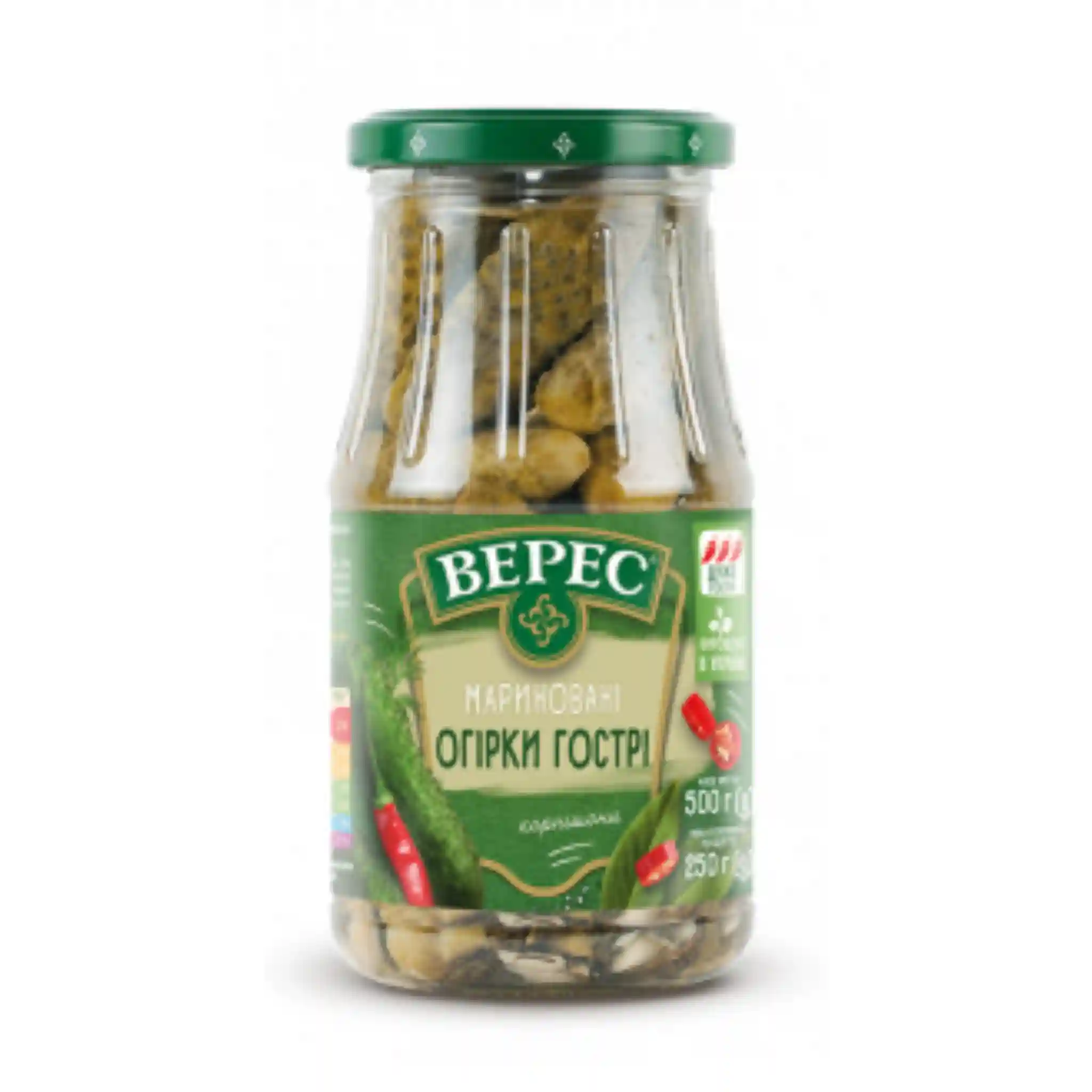 TM Veres "Kornišony pálivé" marinované, 500g/12ks