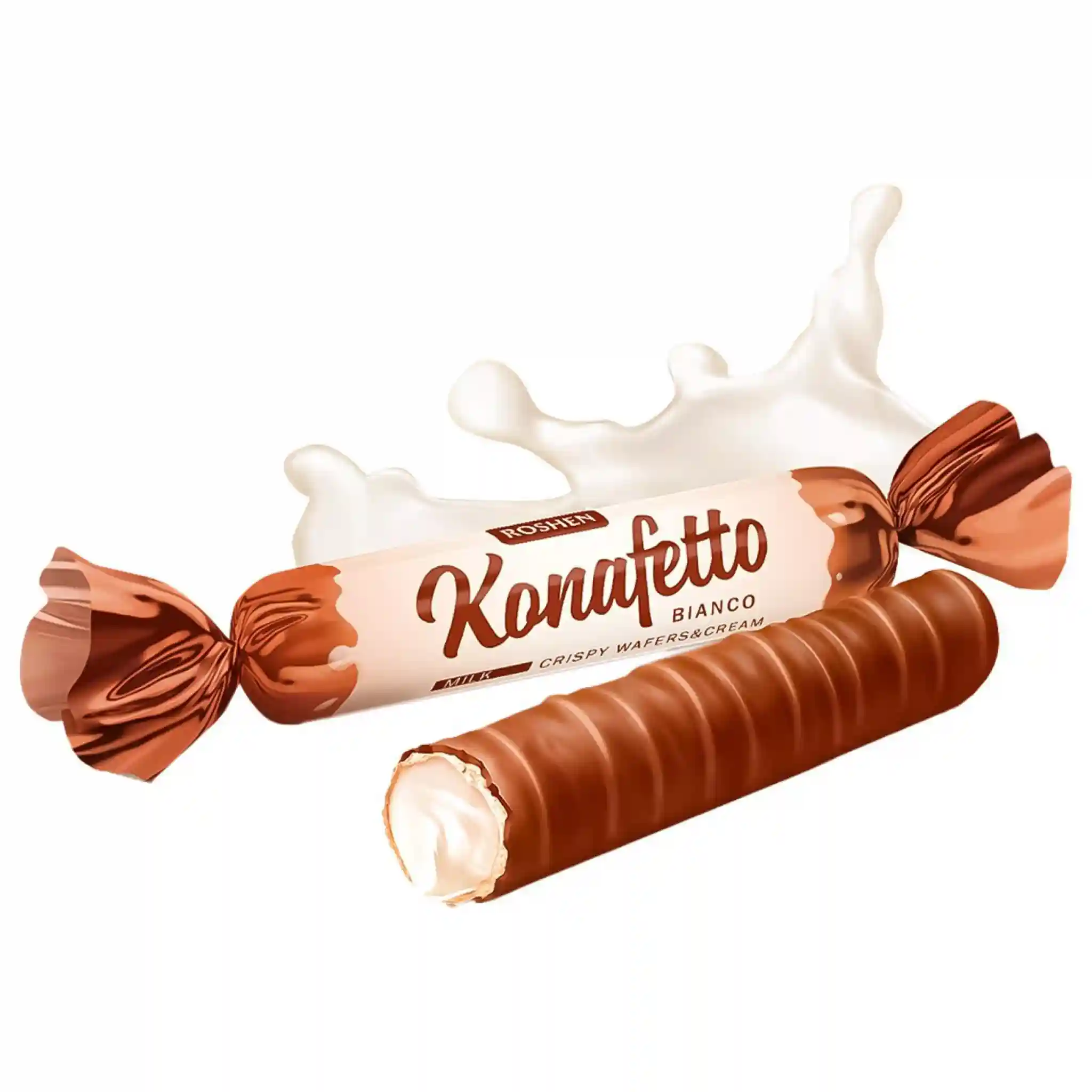 Roshen "Konafetto Bianko", oplatkové bonbóny s mléčnou náplní, 1kg/5kg