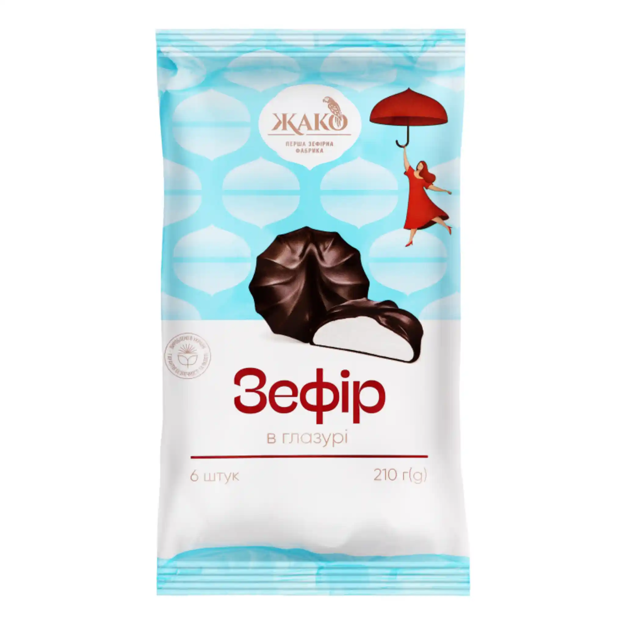Žako "Glazur", zefír v čokoládové polevě, 210 g/15 ks
