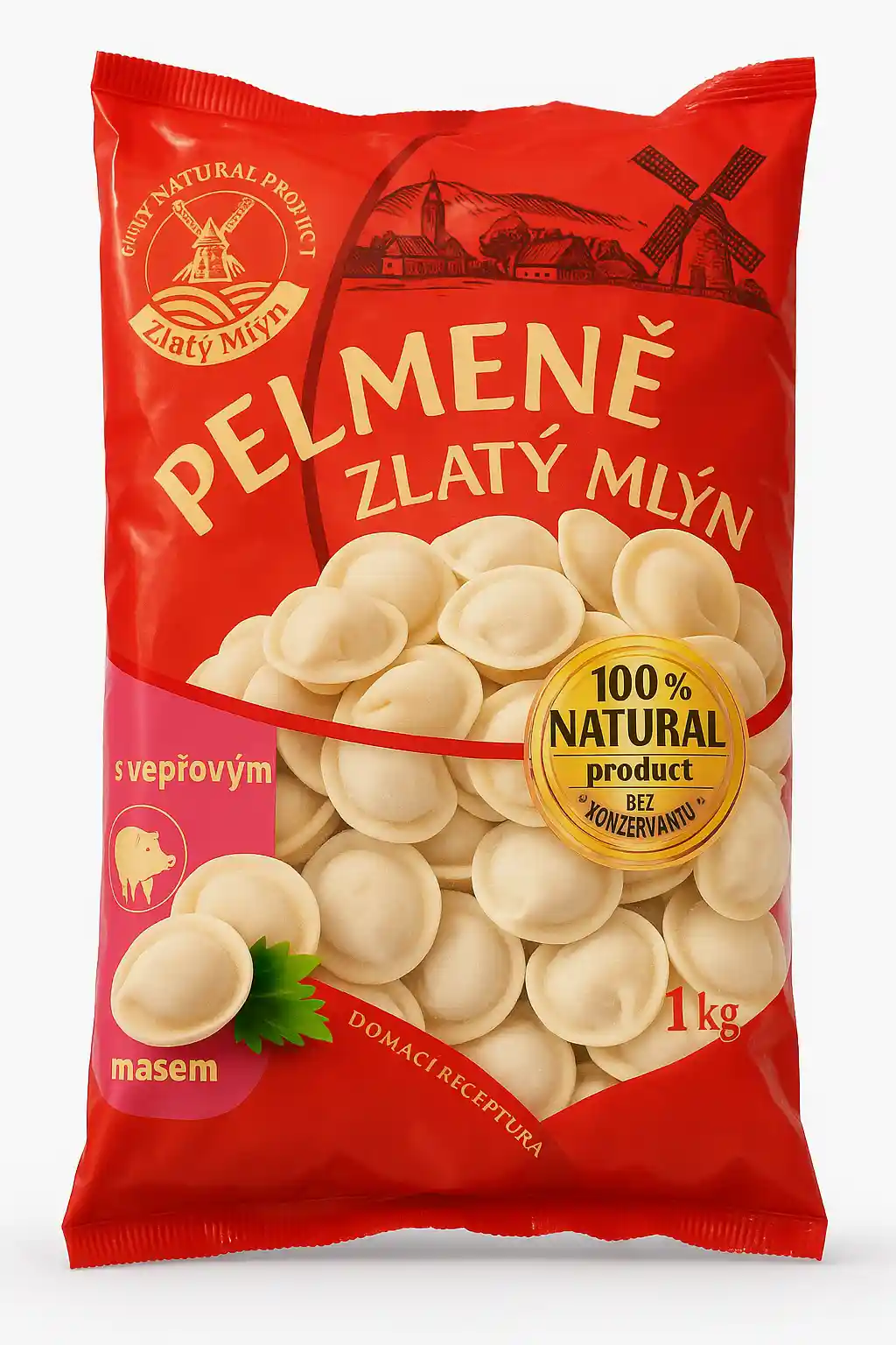 Zlatý mlýn Pelmeně, vepřové maso, 1kg/9kus