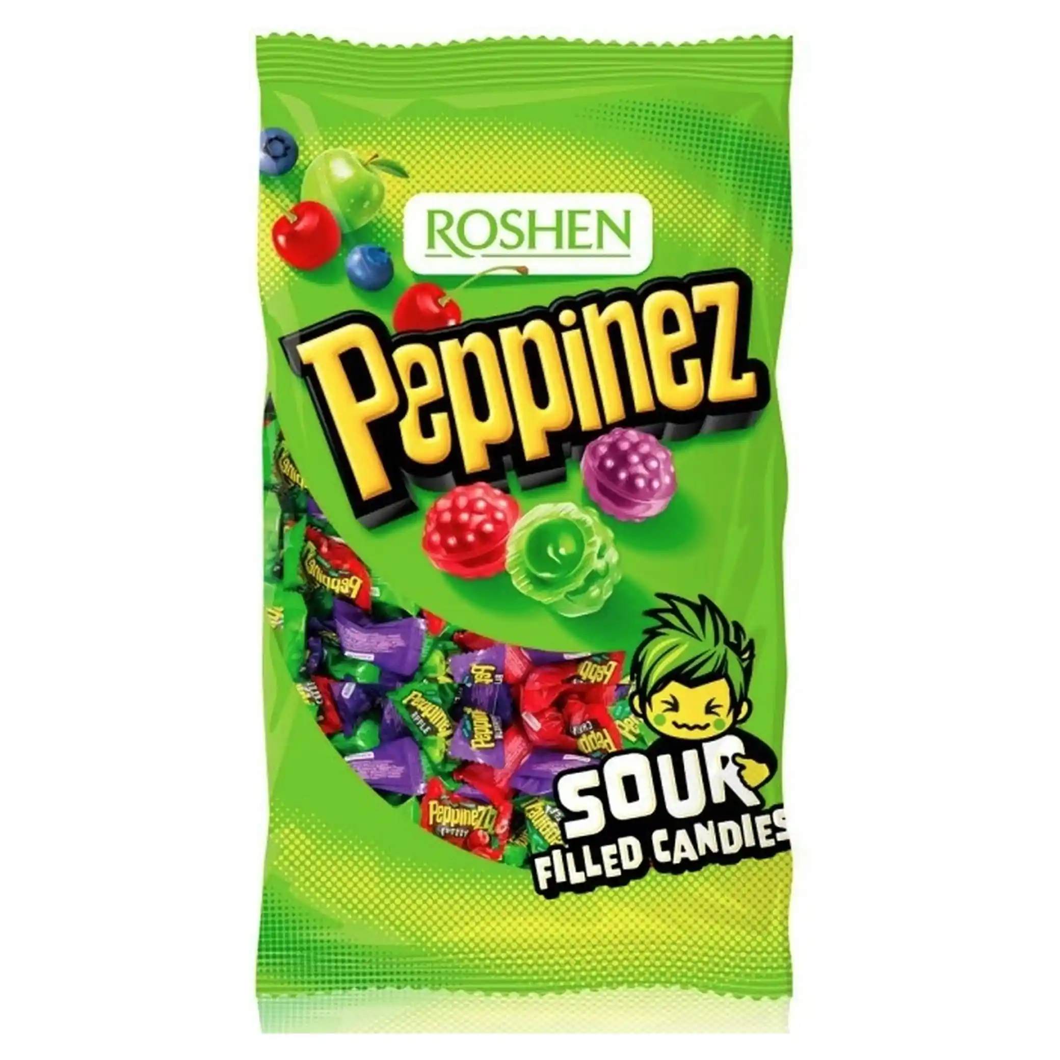 Roshen "Peppinez", karamelové bonbóny s ovocnou náplní, 900g/6ks