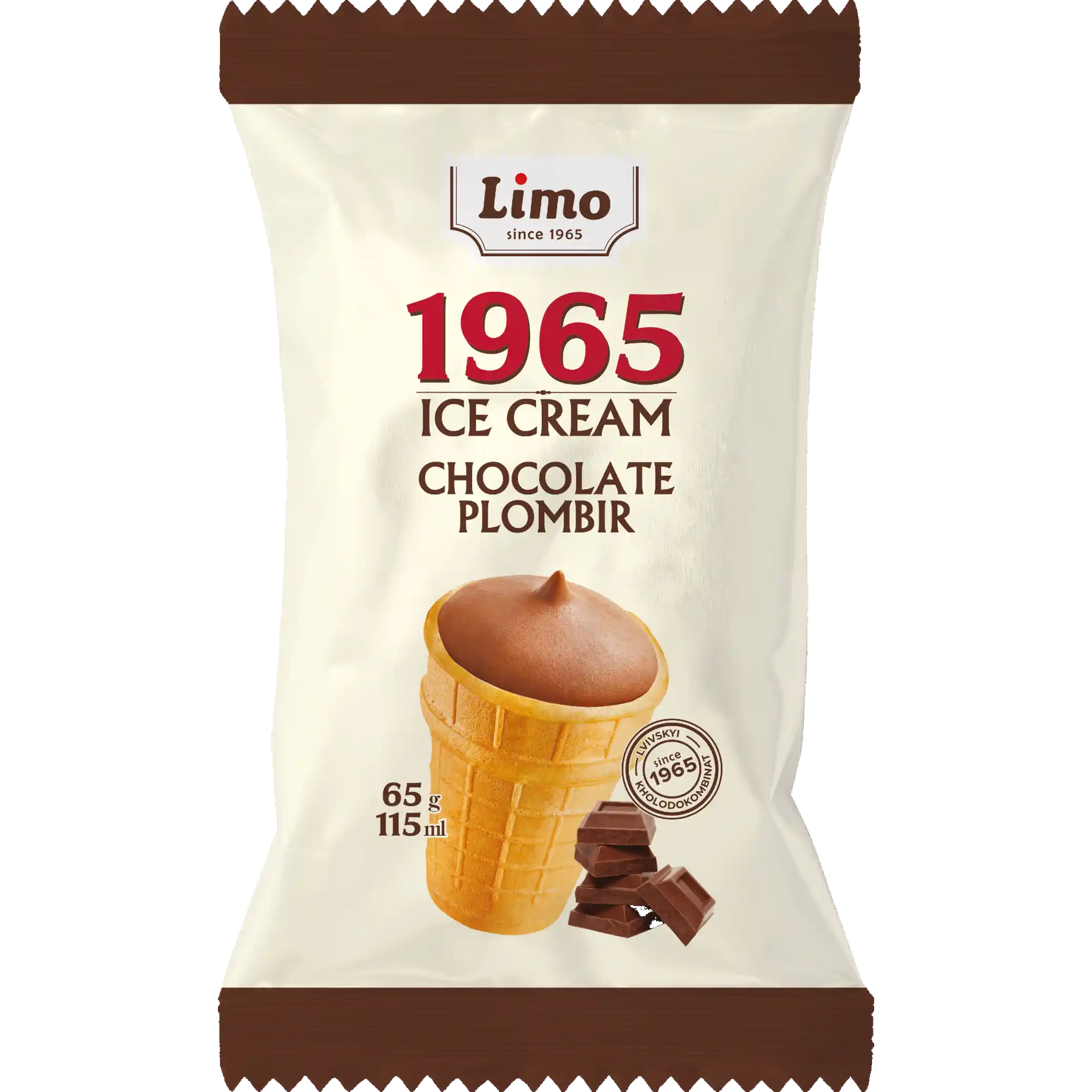Limo „Plombir 1965“ zmrzlina čokoládová, vaflový kelímek, 65 g/30ks
