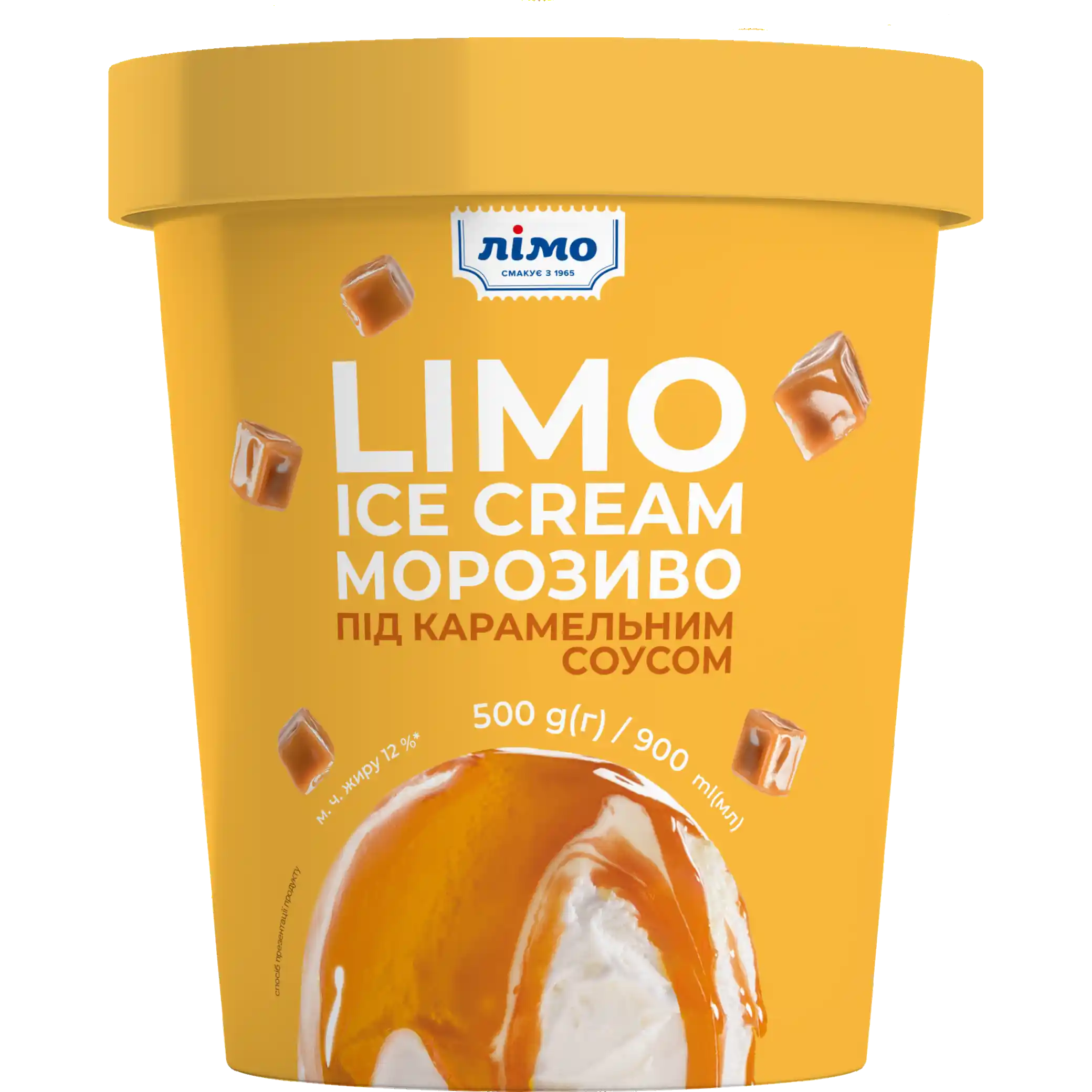 „LIMO ICE CREAM“ zmrzlina s karamelovou polevou, papírový kelímek, 500 g/6ks
