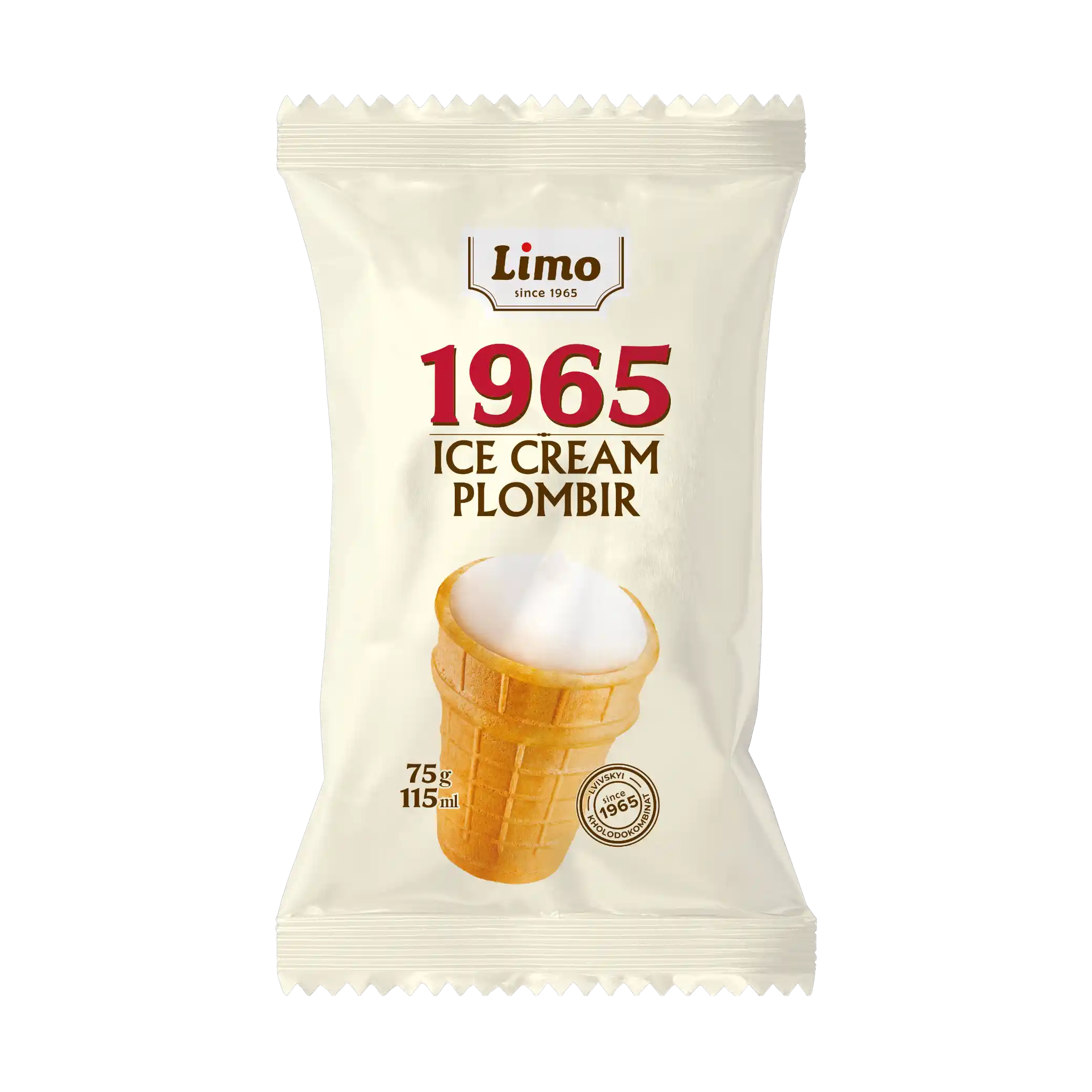 Limo „Plombir 1965“ zmrzlina, vaflový kelímek, 75 g/30ks