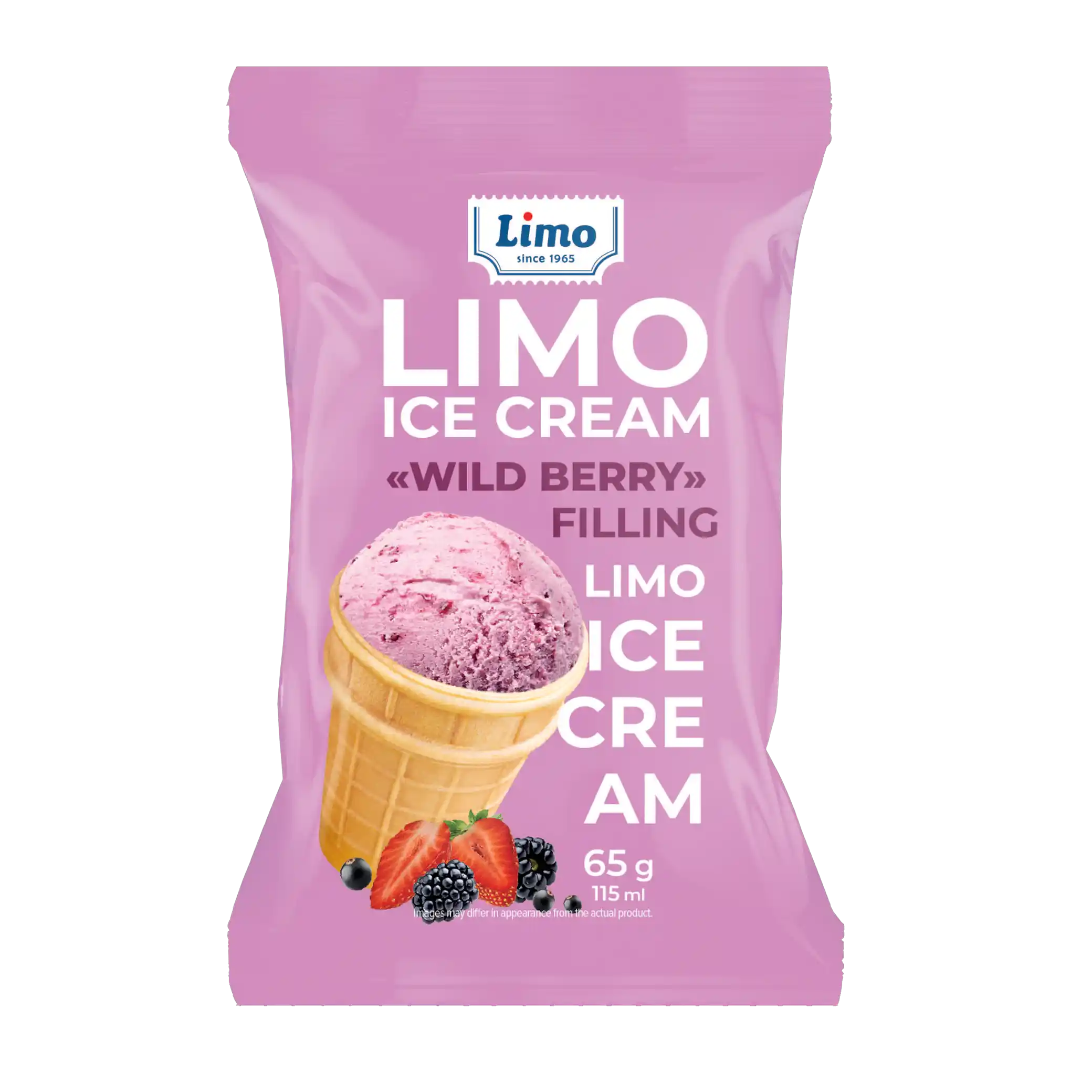 „LIMO ICE CREAM“ zmrzlina „Lesní ovoce“, vaflový kelímek, 65 g/30ks