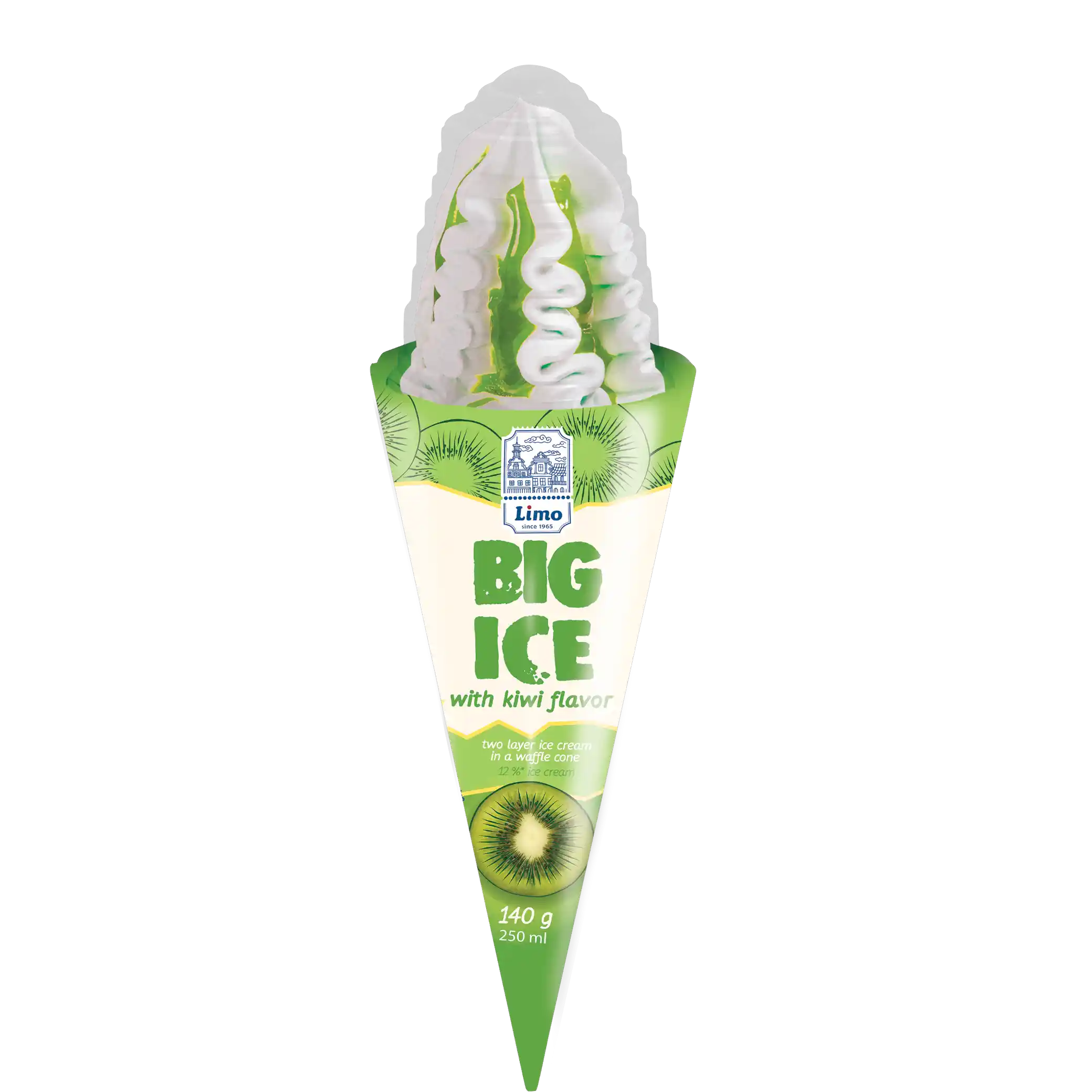 LIMO „BIG ICE“ zmrzlina kornout „Kiwi“, 140 g/18ks