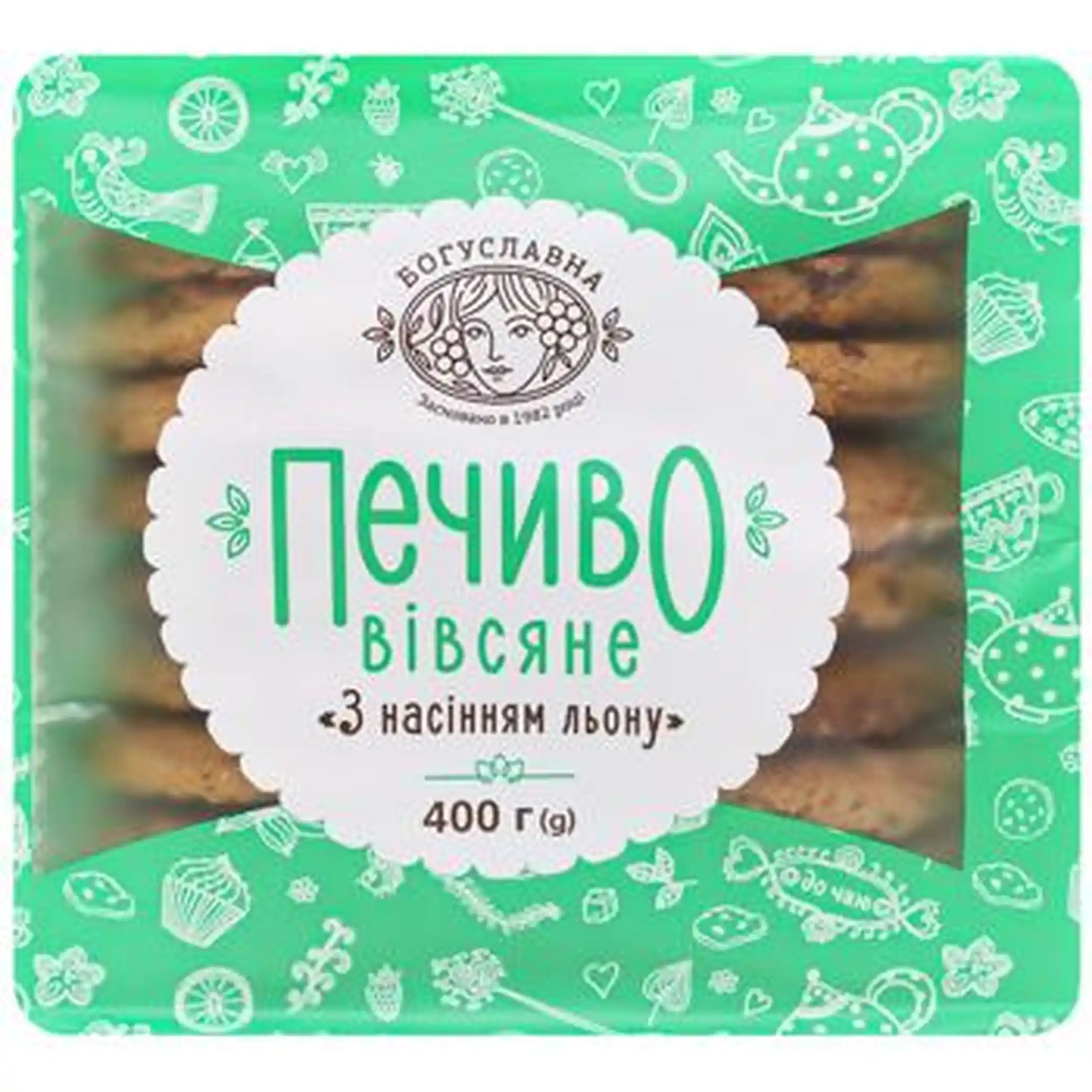 Boguslavna  Sušenky ovesné s lněnými semínky, 400 g/8ks