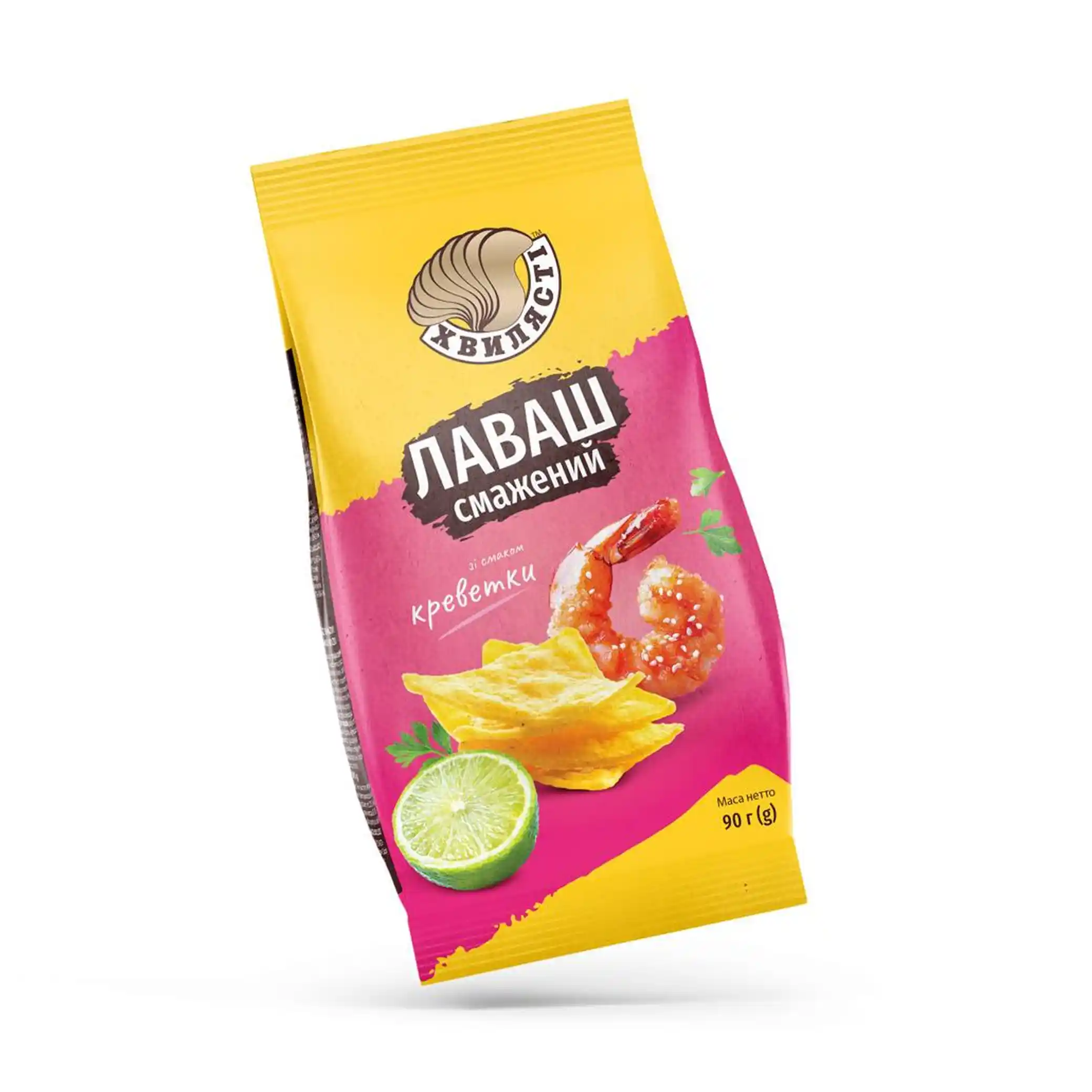 Hv lavashové chipsy „Hvylyasti“ s příchutí krevety ve smetaně, 90 g / 12ks