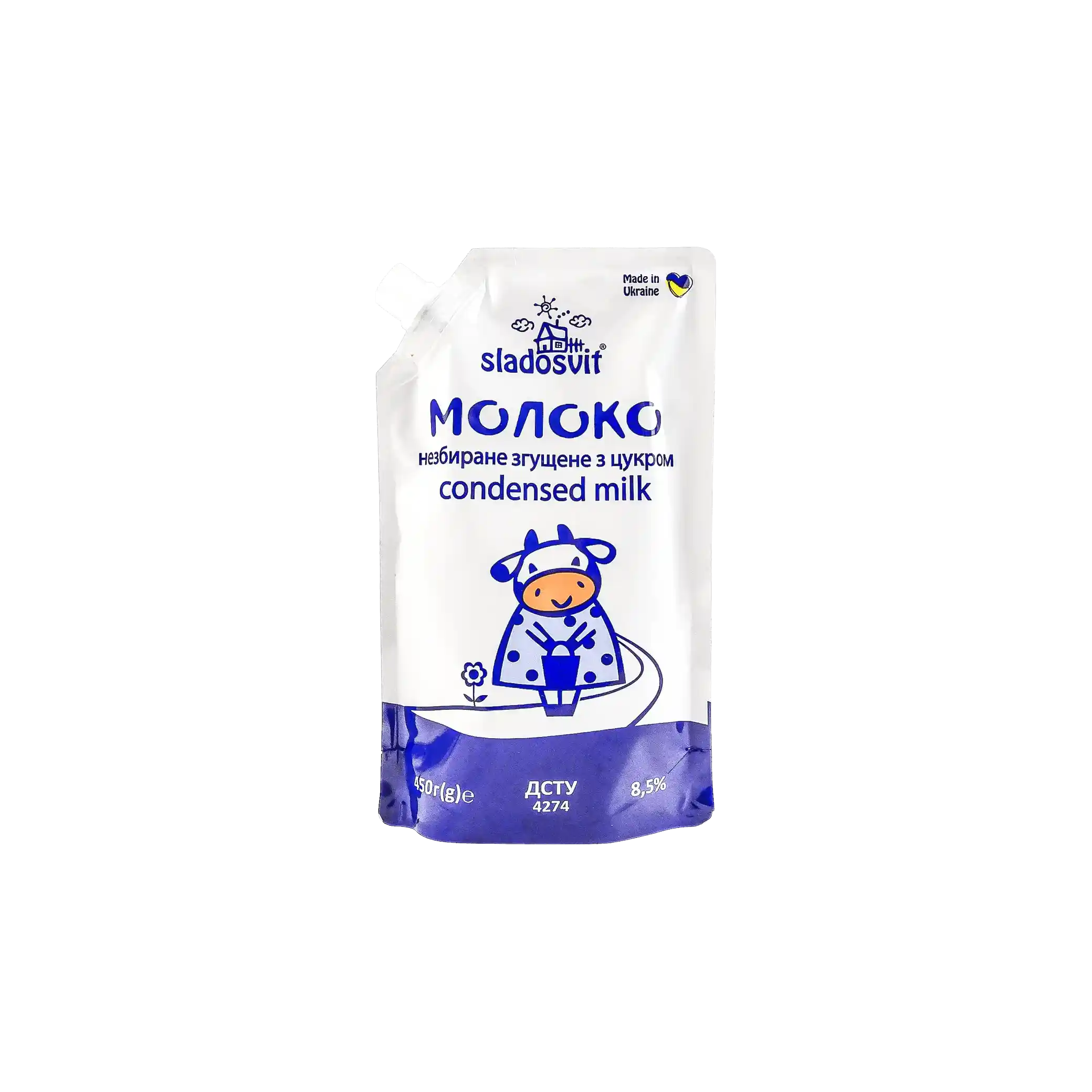 Sladosvit Kondenzované mléko s cukrem, 8,5 % tuku, doy-pack 450g/30ks