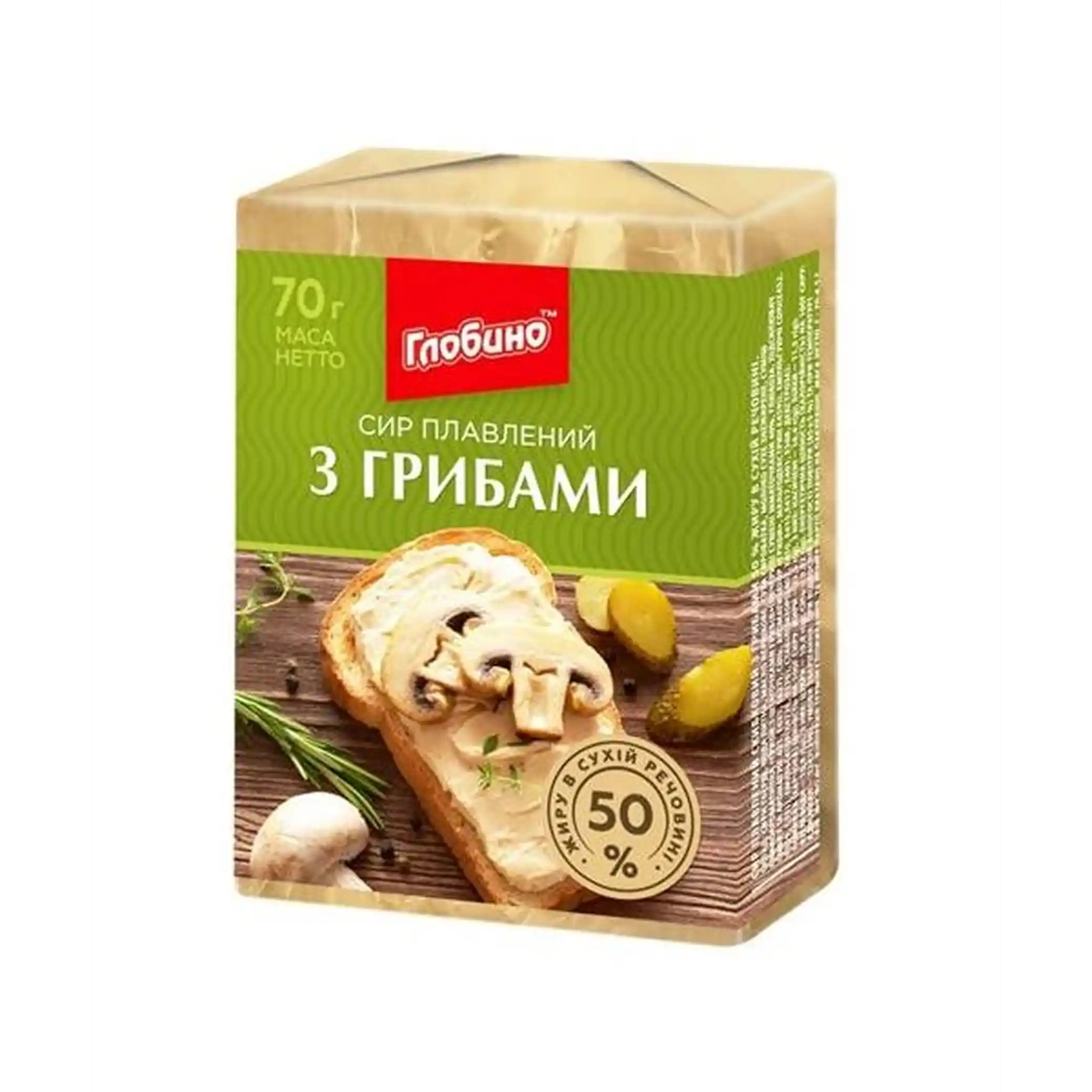Globino Tavený sýr s houbami 50%, 70 g/24ks