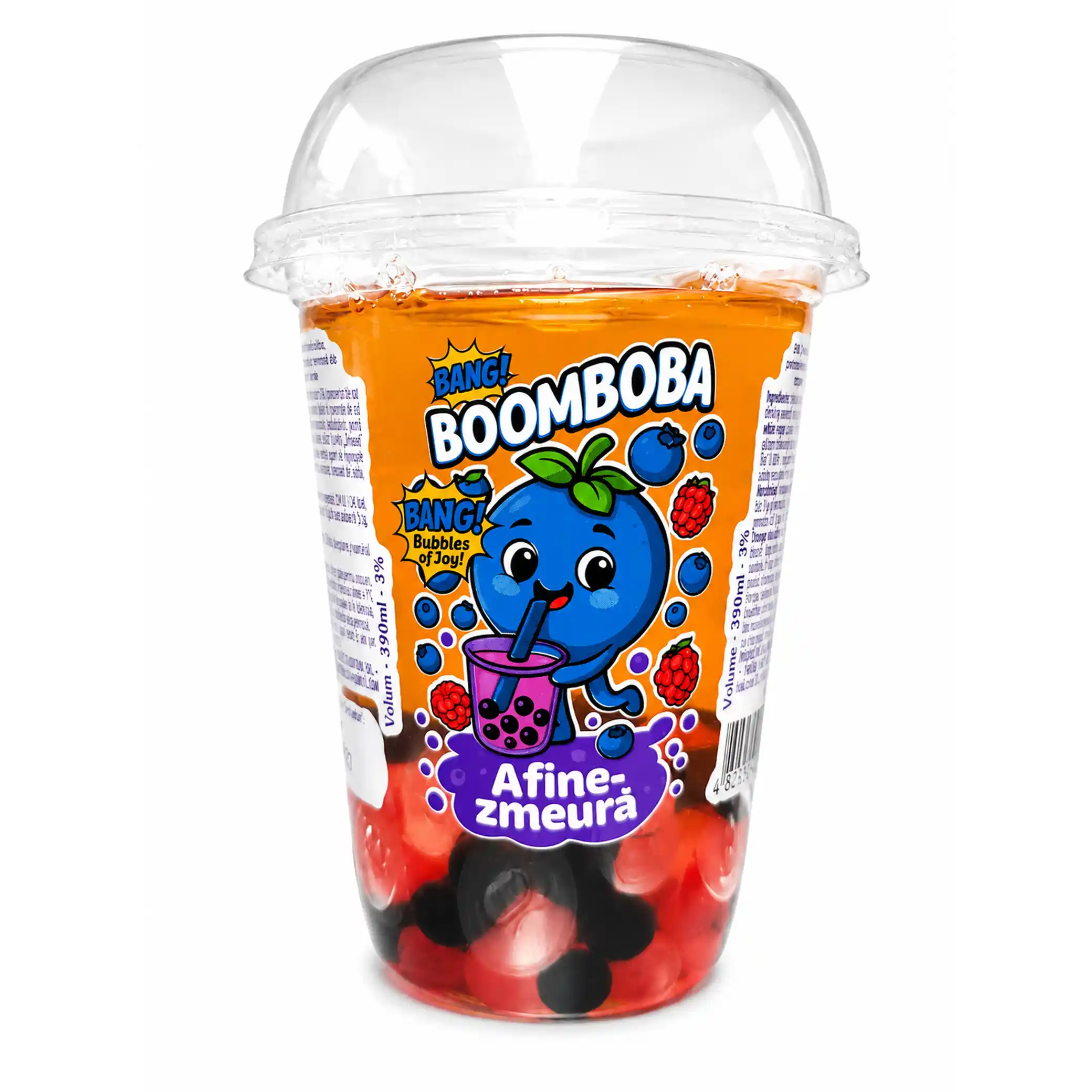 Vomond „Bubble Tea“ s příchutí borůvky a maliny a zeleného čaje, 390ml/12kus