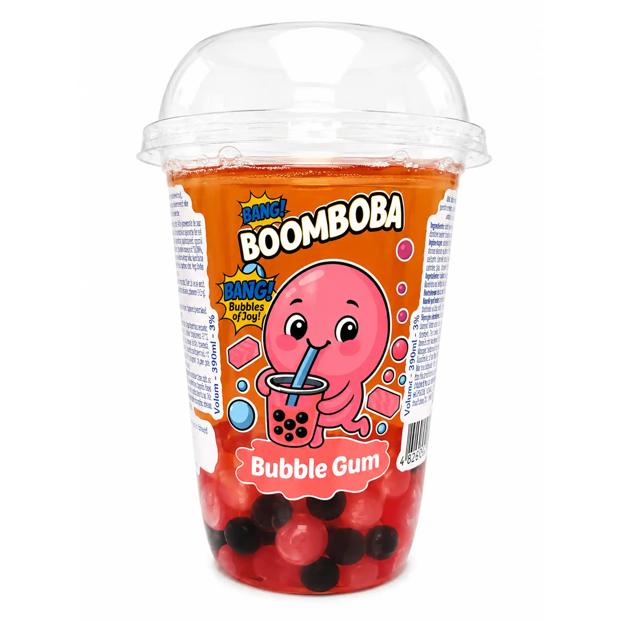 Vomond „Bubble Tea“ s příchutí bubble gum a zeleného čaje, 390ml/12kus