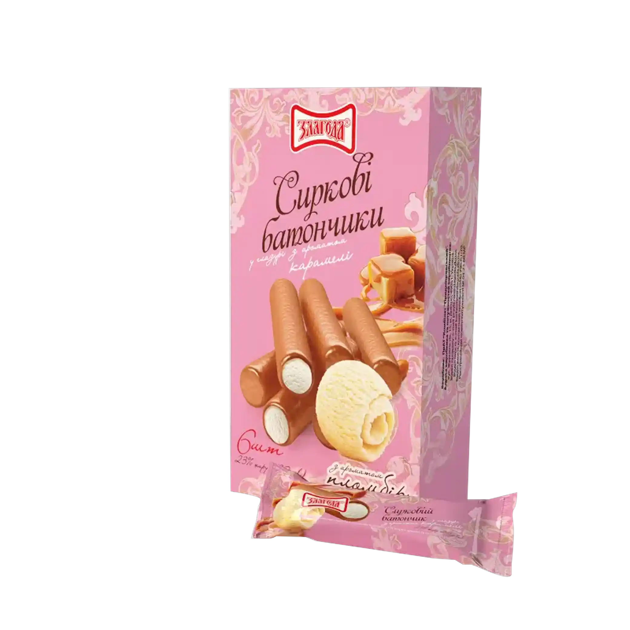 Zlagoda Batončik tvarohový glazovaný s příchutí zmrzliny plombir, 120g/8ks