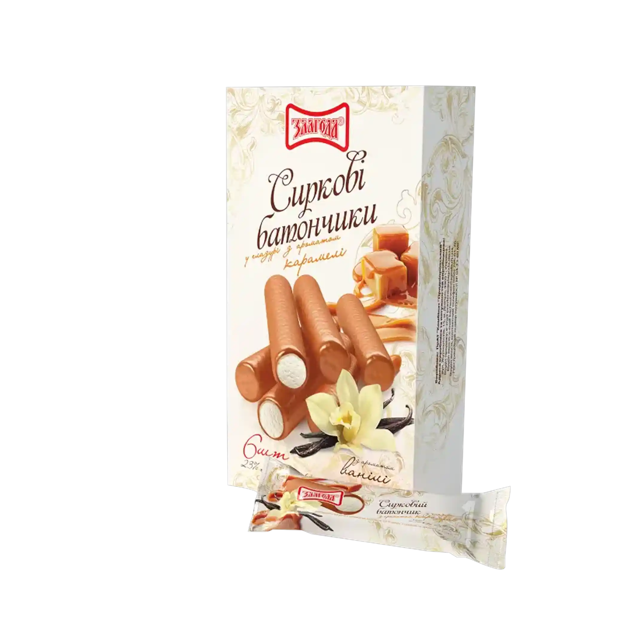 Zlagoda Batončik tvarohový glazovaný s vanilkovou příchutí v karamelové polevě, 120g/8ks