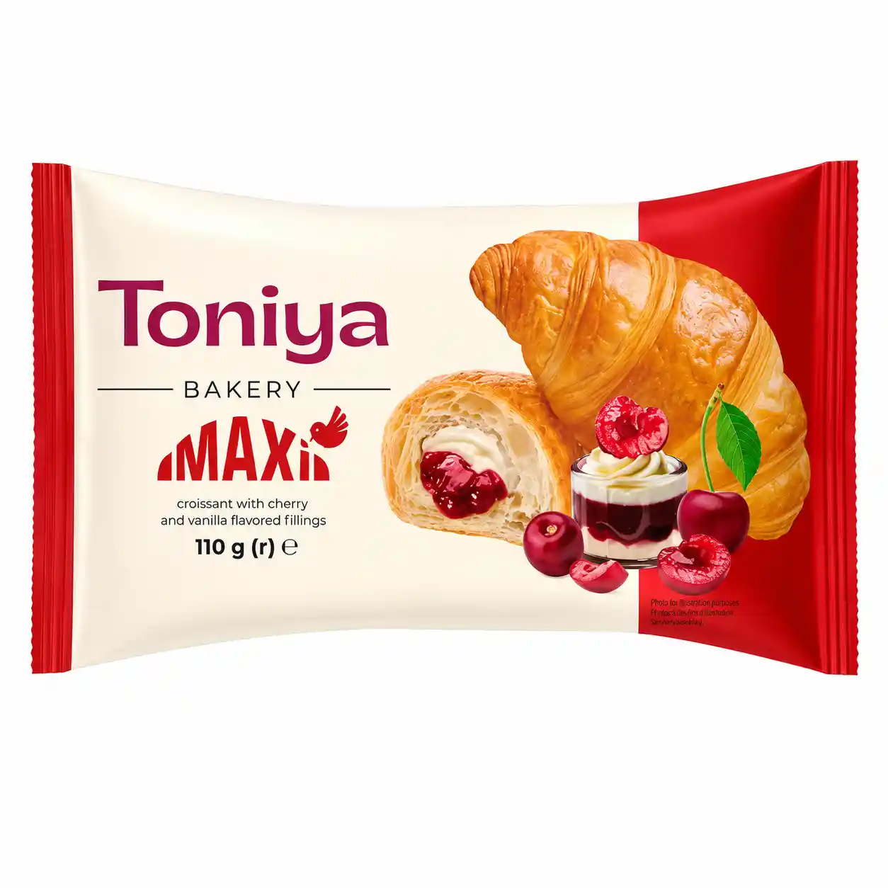 Toniya Croissant „MAXI“ s višní a vanilkou, 110 g/10ks