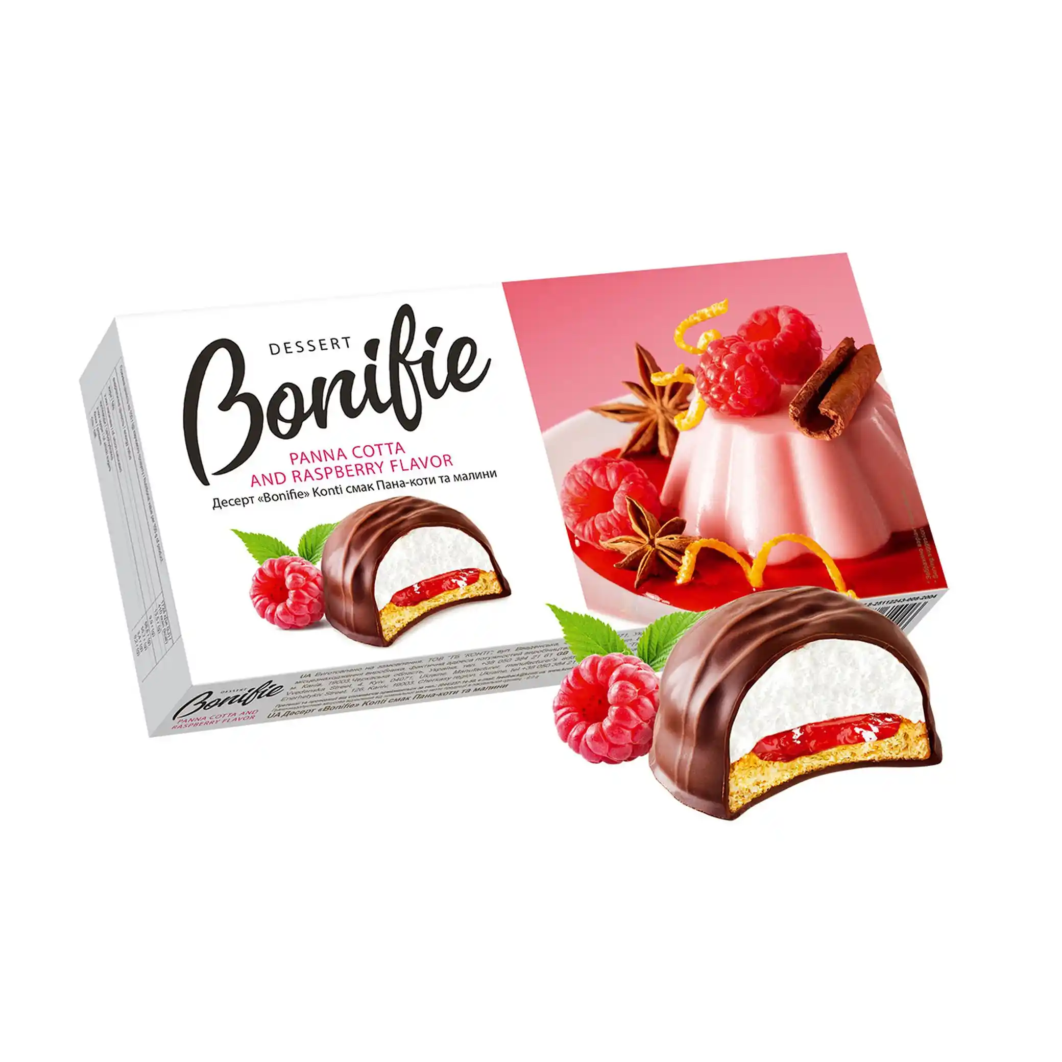 SvitKonti "Bonifie. Panna cotta s malinami", dezert suflé, 232g/9ks