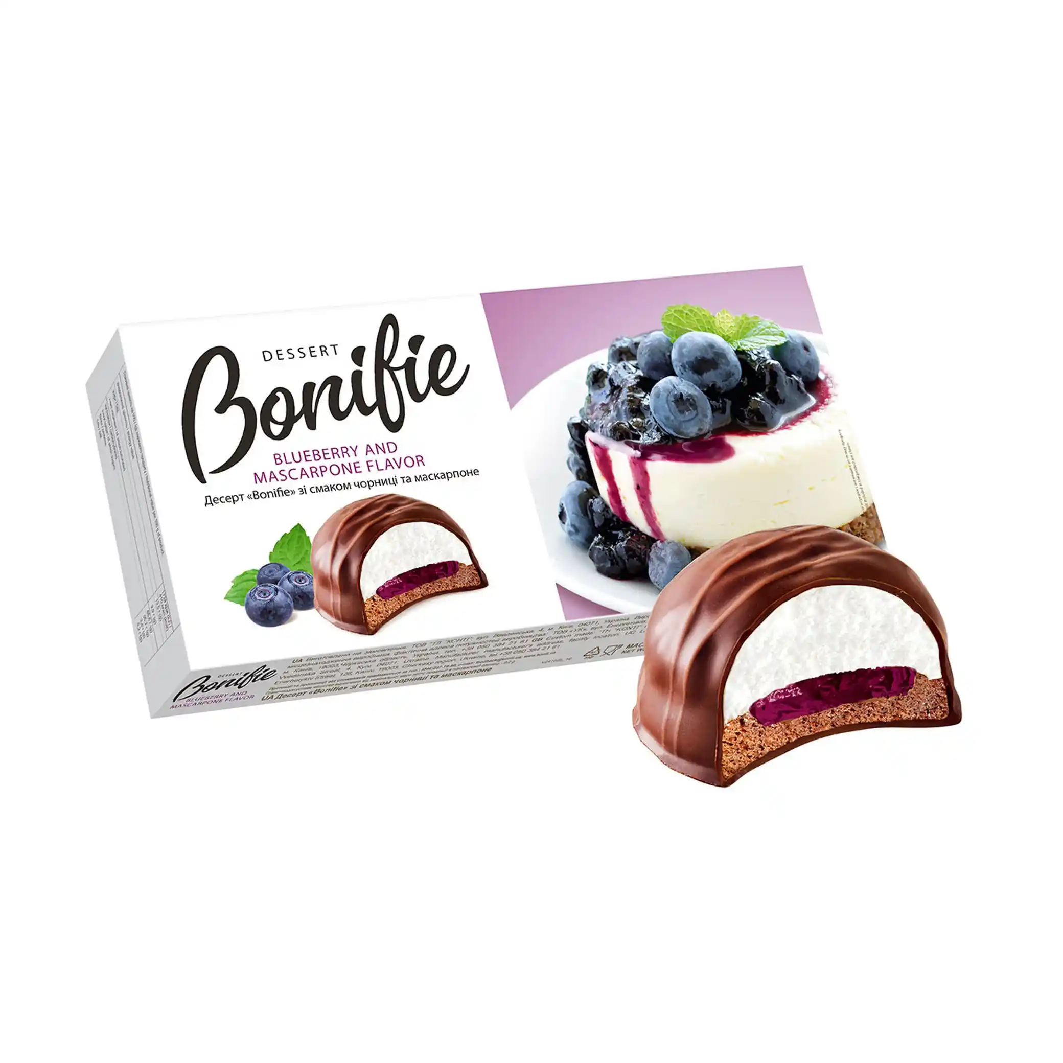 SvitKonti "Bonifie. Mascarpone s borůvkami", dezert suflé, 232g/9ks
