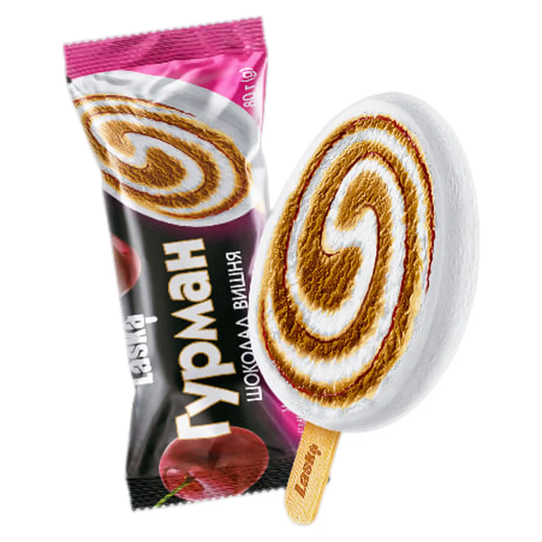 Laska "Gurmán Čokoláda–Vanilka–Višeň" zmrzlina eskymo , 80 g/30ks