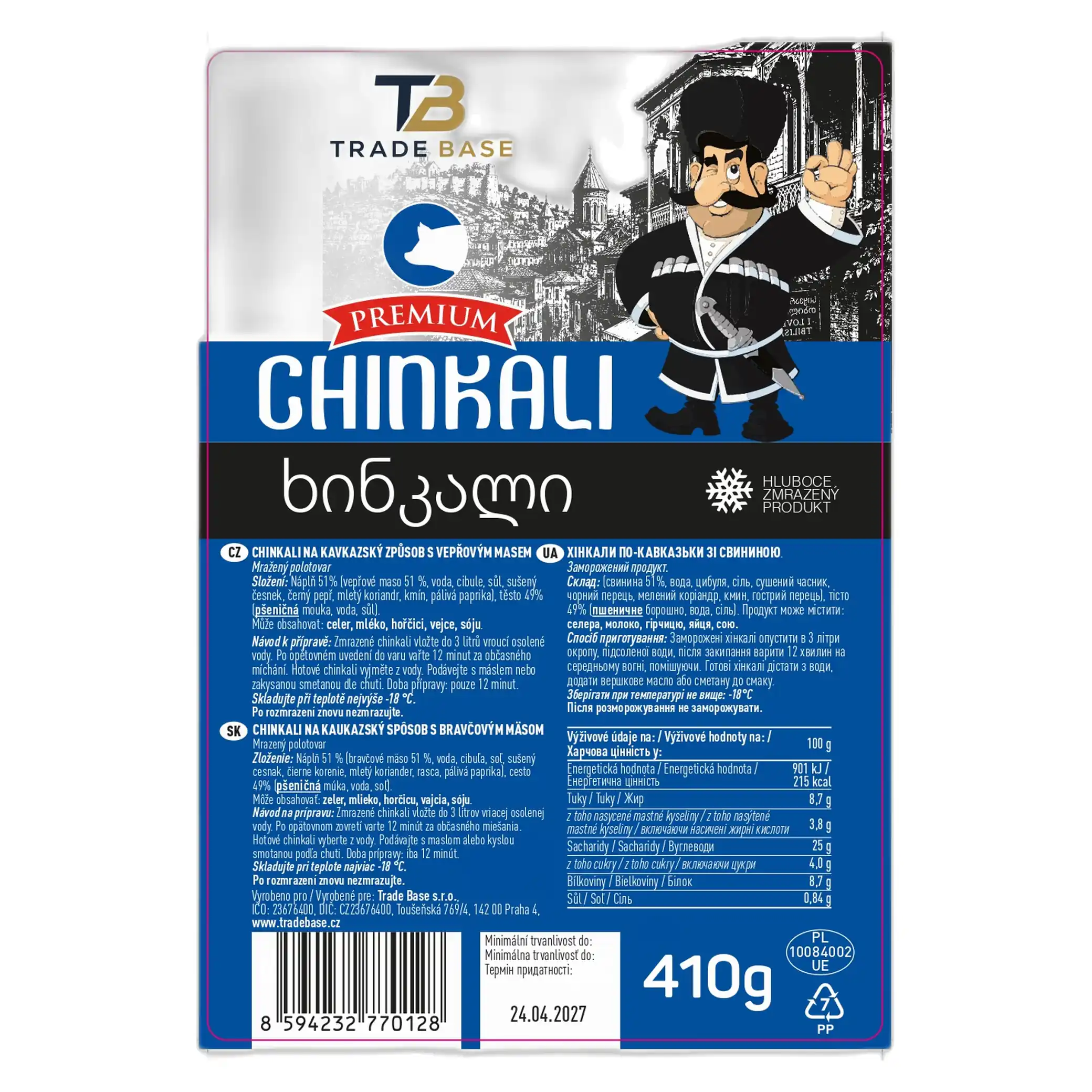 Trade Base "Kavkazské chinkali" s vepřovým masem, 410 g/12ks