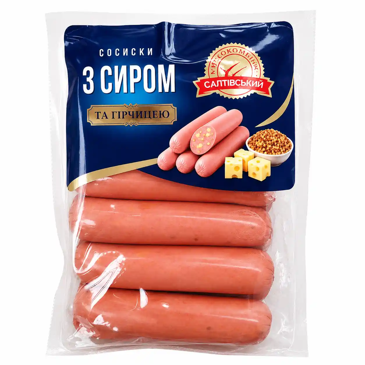 MK Saltovskij Párky se sýrem a hořčicí, 580 g