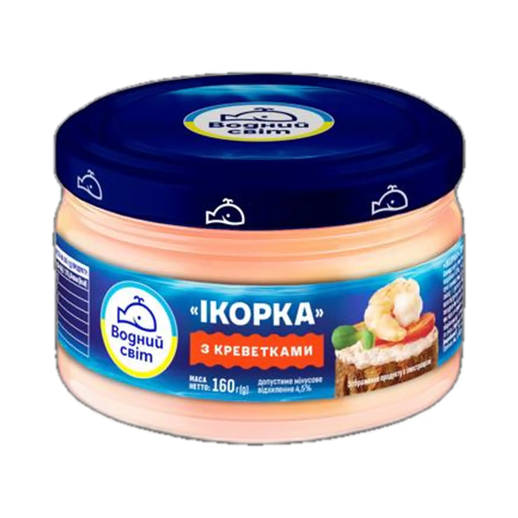 Vodnyj svit "Ikorka", kaviárová pasta z mořských ryb s krevetami, 160 g/6 ks