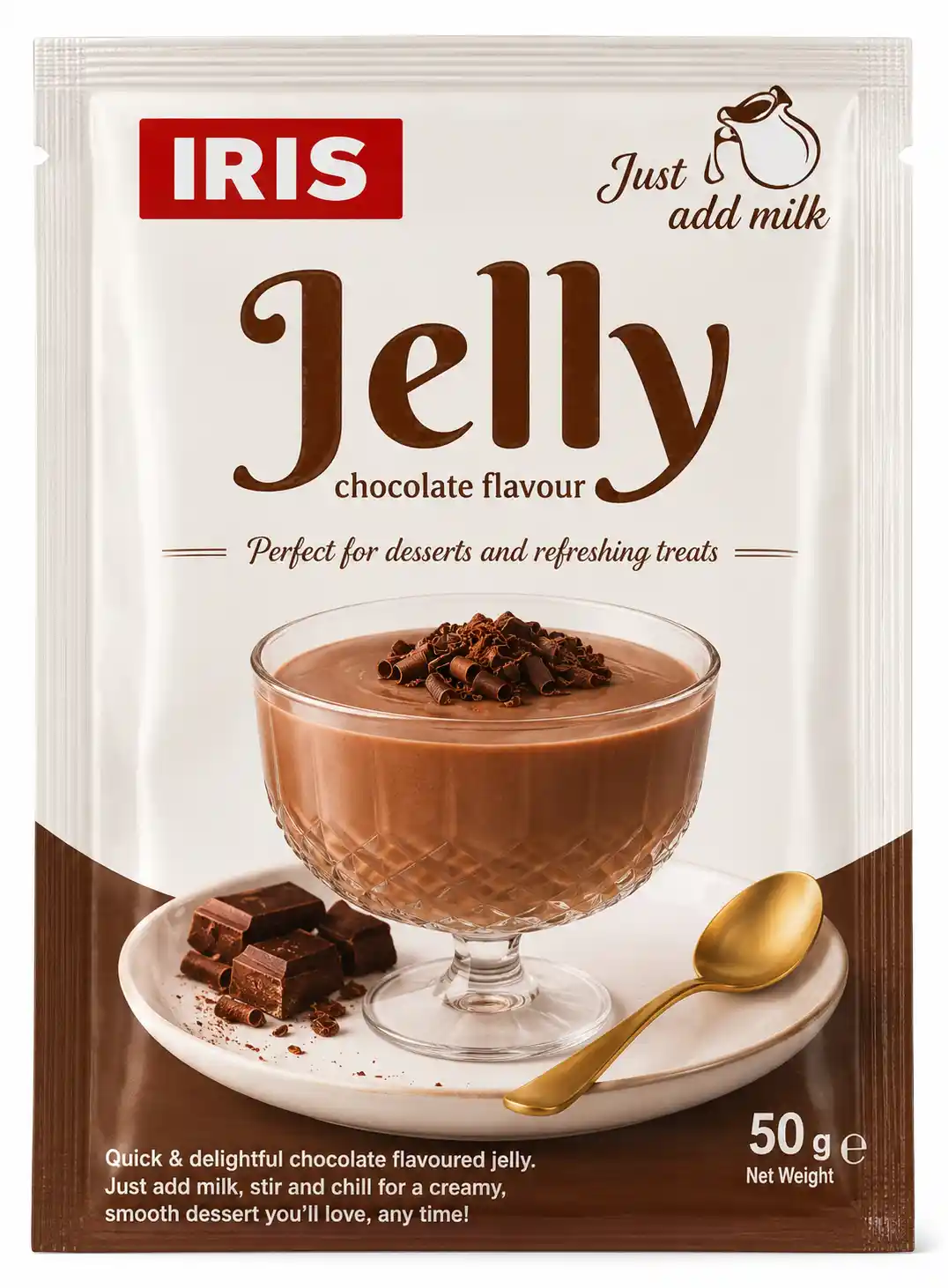Iris „Čokoláda“ směs pro přípravu mléčného želé, 90 g / 20 ks