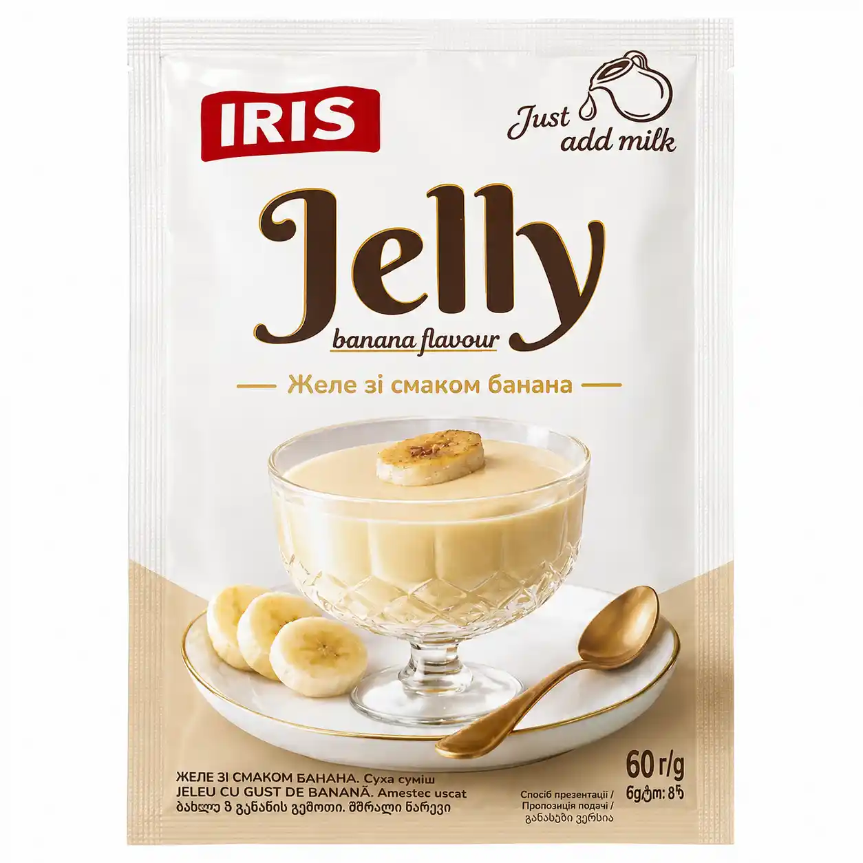 Iris „Banán“ směs pro přípravu mléčného želé, 60 g / 25 ks