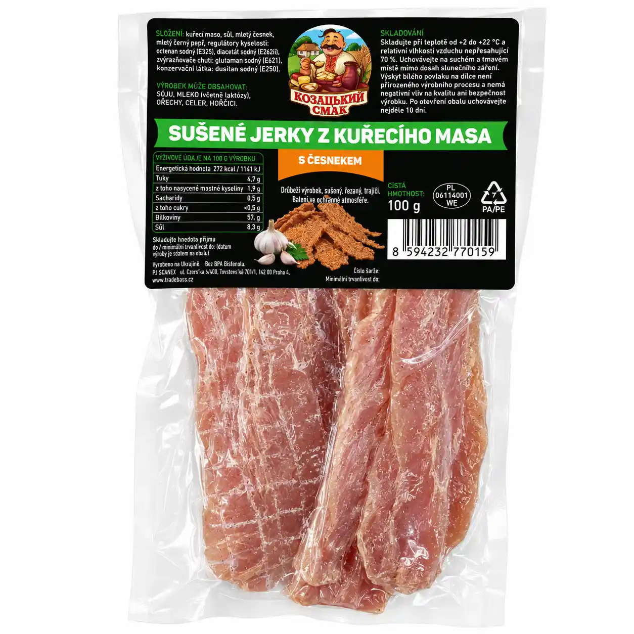 KS Sušené kuřecí chipsy s česnekem, 100g/50ks