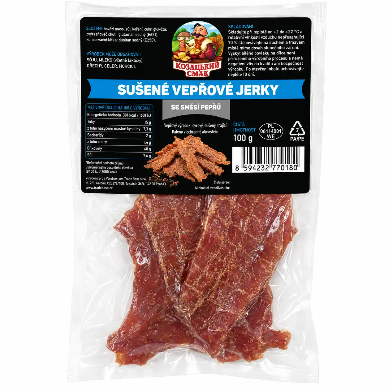 KS Sušené vepřové chipsy se směsí pepře, 100g/50ks