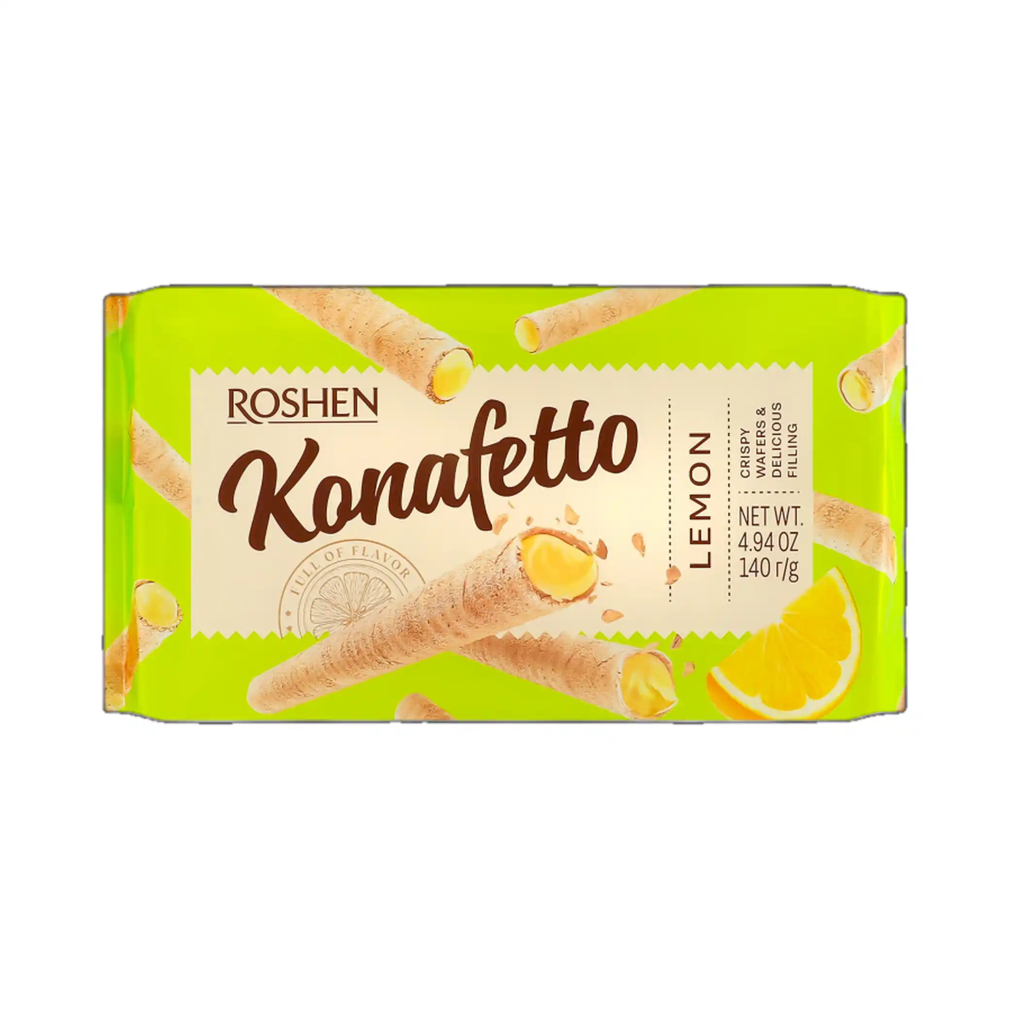 Roshen "Konafetto. Citronové", oplatkové trubičky, 140g/15ks