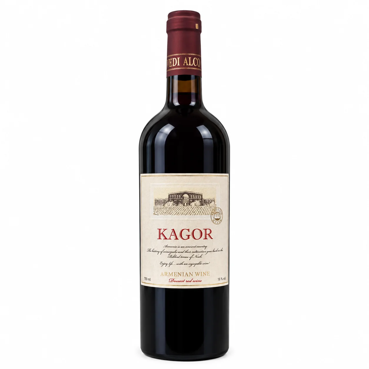 VEDI ALCO "Kagor" desertní víno červené, alc. 16%, 0,75l/6ks