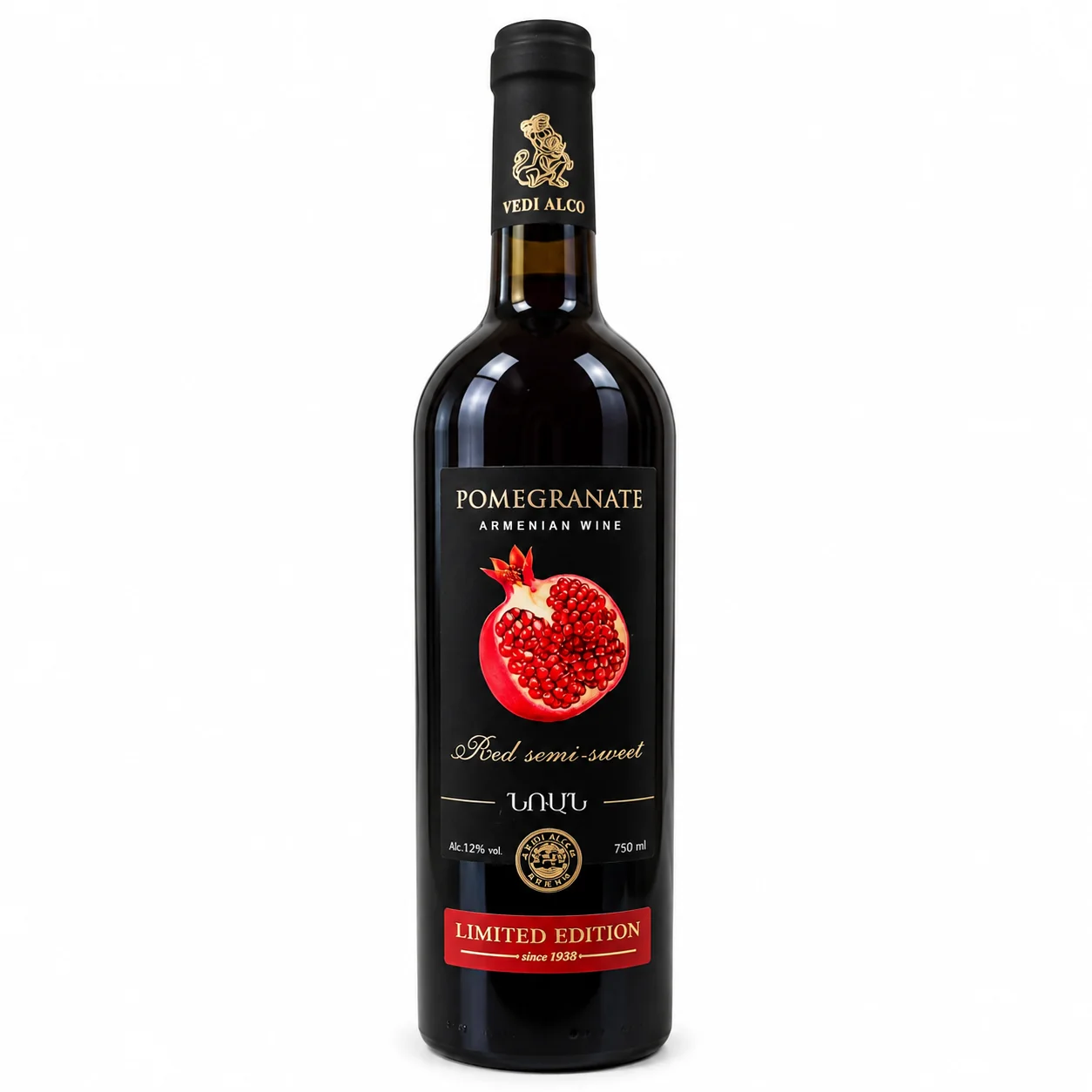 VEDI ALCO "Pomegranate" ovocný alkoholický nápoj, červený, polosladký, alc. 12%, 0,75l/6ks