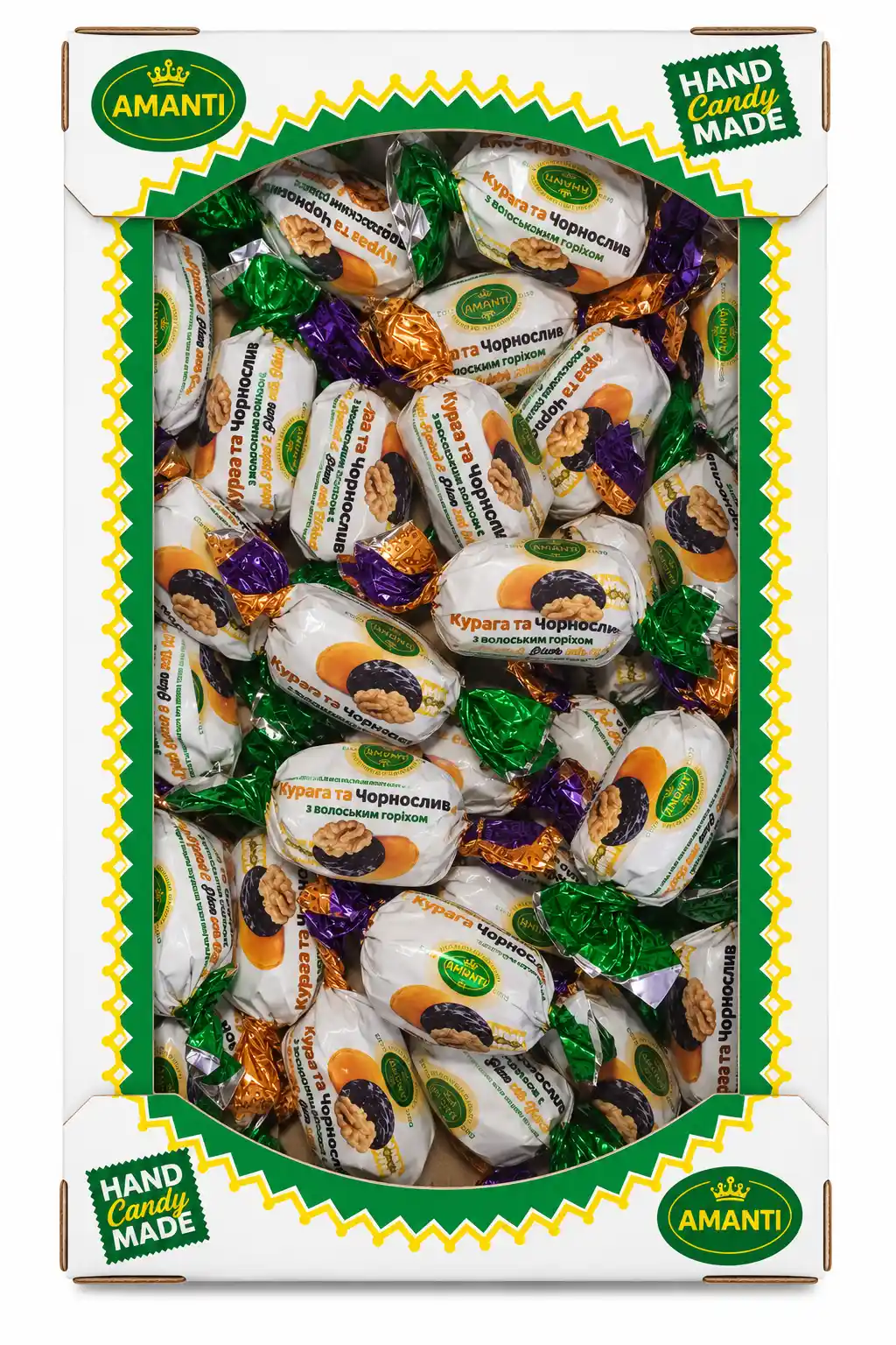 Amanti „Sušené švestky se sušenými meruňkami a vlašskými ořechy“ bonbóny v polevě, 1 kg
