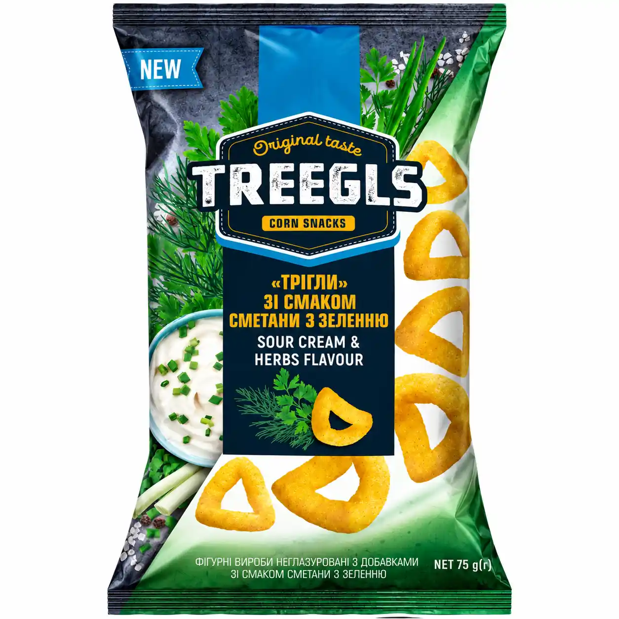 ZZ Treegls „Zakysaná smetana a bylinky“ kukuřičné křupky, 150 g/14 ks