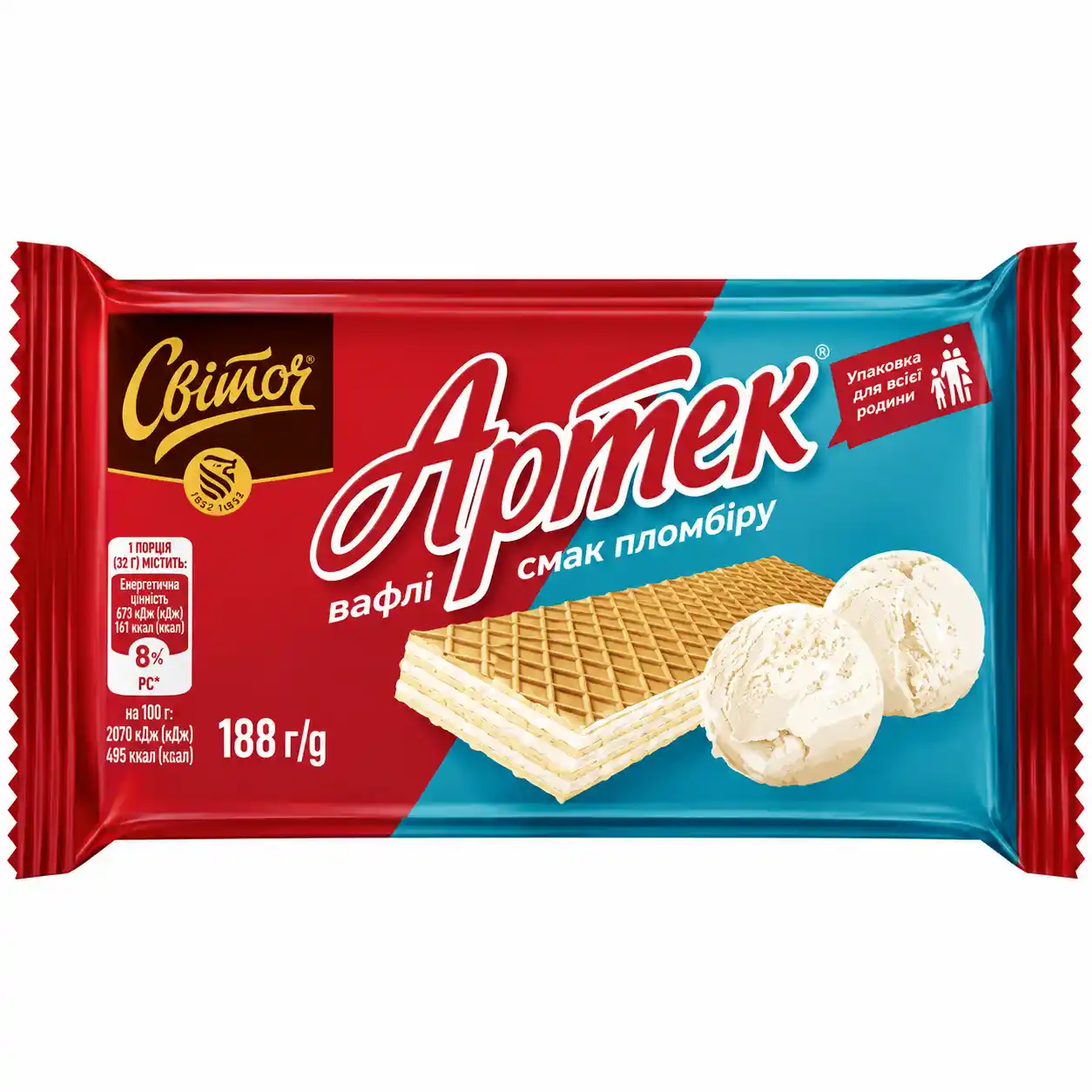 Svitoč „Artek. Plombír“ oplatky, 188 g/12 ks