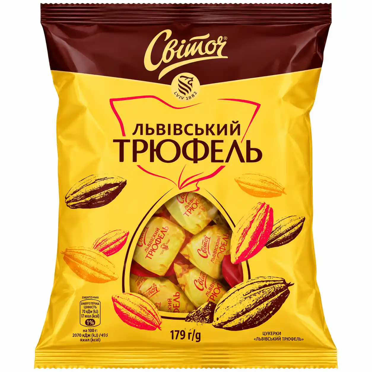 Svitoč „Lvovský lanýž“ čokoládové bonbóny, 179 g/8 ks