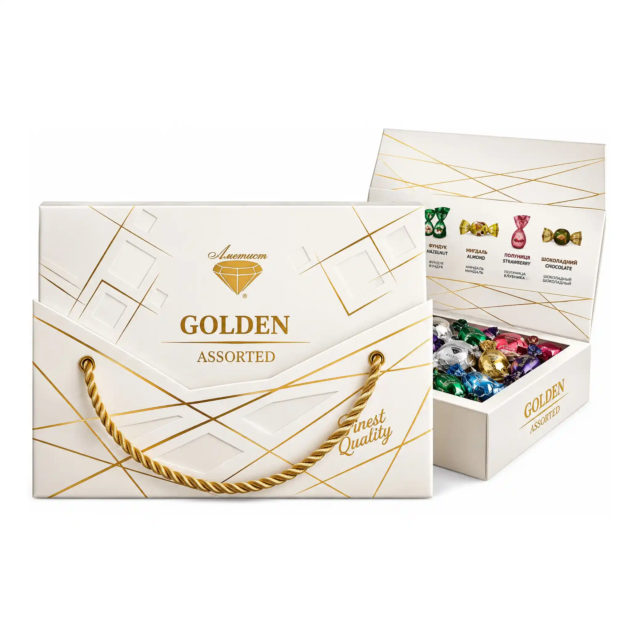 Ametist "Golden", bonboniéra, 500g/9 ks