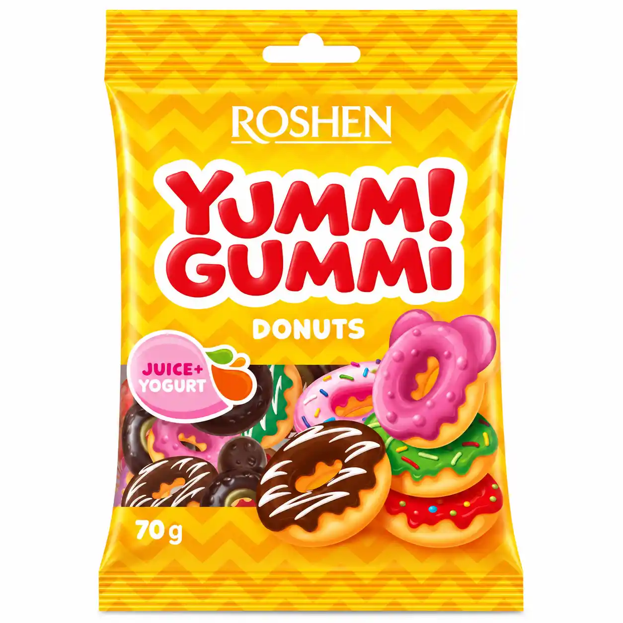 Roshen „Yummi Gummi Donuts“ želé bonbóny, 70g/22 ks